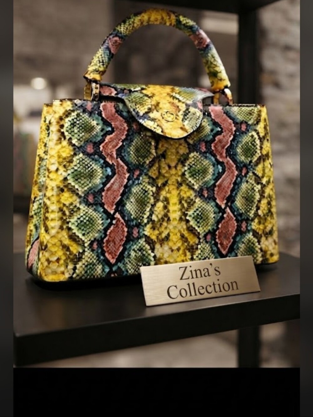 Chic Textured Faux Python Pattern Handbag